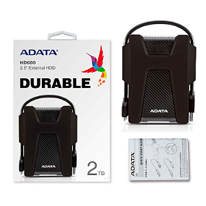 HD Externo 2Tb Adata Preto 2,5" Portatil Usb 3.2 Ahd680-2Tu31-Cbk