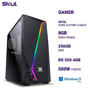 PC 3000 Core I3-9100f 3.6ghz 8gb Ssd 256gb Rx 550 4gb Fonte 500w W11P