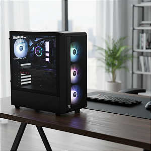 Gabinete Gamer Thermaltake S200Tg Argb Mid T. Tglass Black C/ Fonte 650W