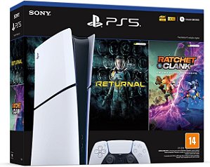 Console Sony Playstation 5 Slim Digital (USB/HDMI/1TB SSD/com 2 Jogos Returnal e Ratchet&Clank) Branco