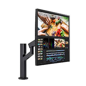 Monitor LG 28' IPS SDQHD Ergo DualUp 60hz 5ms Maxx Audio Inc/Giro/Pivot/Extensão/Retração DisplayPort/2xHDMI/USB/USB-C - 28MQ780-B