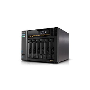 Storage ASUSTOR 6-Baias AS6806T - AMD Ryzen V3C14 Quad-Core 2.3GHz (boost até 3.8GHz), 16GB ECC DDR5, 2 x 10 Gigabit Ethernet, 2 x 5 Gigabit Ethernet, Torre