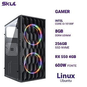 PC 3000 Core I3-10100f 8gb 256gb Nvme Rx 550 4gb Fonte 600w Ubuntu