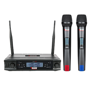 Microfone Uhf Duplo Multi-frequência 2x300 Canais Transmissão Digital