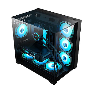 Gabinete Gamer K-Mex Aquario Cg-01Fd Mega Shark Preto Atx Sem Fan