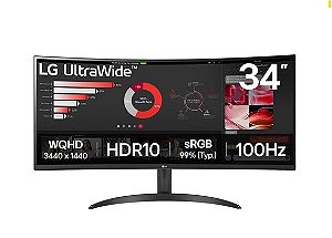 Monitor LG UltraWide Curvo 34" QuadHD 2K 100Hz 5ms - 34WR50QK-B