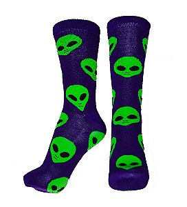 Meias roxa aliens