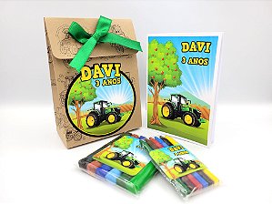 Kit colorir e modelar com sacolinha kraft estampada p - Trator