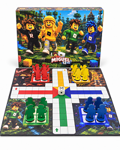 Ludo em MDF 28x28cm personalizado com caixinha de papel