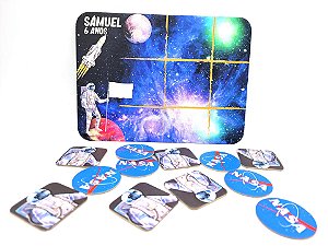 Jogo da velha cartonado - astronauta aquarelado