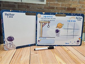 Lousa MDF com jogos no verso - astronauta
