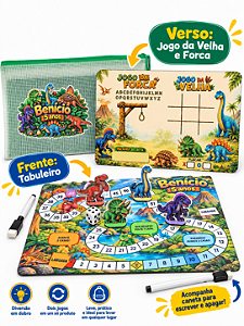 Jogo de tabuleiro e lousa no saquinho com zíper - personalizados dinossauros