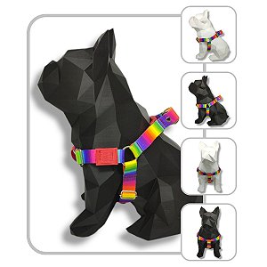 Peitoral para cachorro - Modelo Arco-Íris