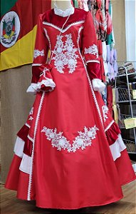 VESTIDO DE PRENDA VERMELHO TAM M