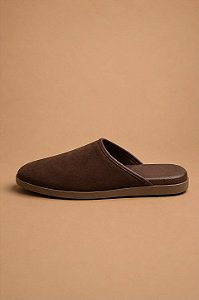 Chinelo de Couro Liso Marrom Confortável
