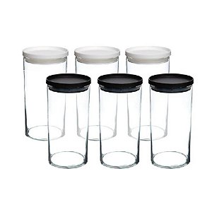 Conjunto De 6 Potes Em Vidro Com Tampa Canary 1000 Ml