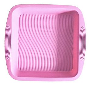 Forma De Silicone Quadrada Rosa 22 x 22 x 5 Cm