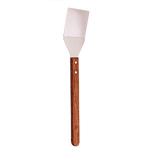 Espátula Longa Para Churrasco Inox e Madeira 46 Cm