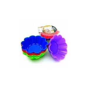 Jogo De 6 Forminhas Coloridas Para Cupcake Flor Em Silicone