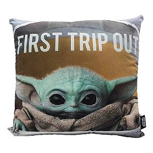 Almofada Fibra Veludo Baby Yoda 40 x 40 cm