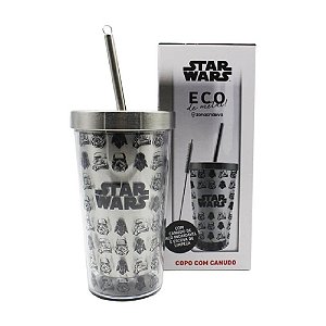 Copo Canudo Eco Stormtrooper e Vader 450 Ml