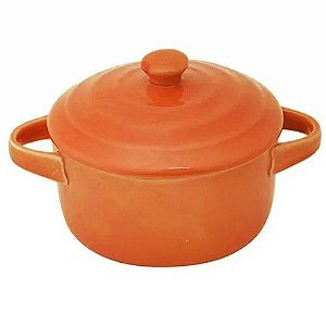 Mini Caçarola De Porcelana Laranja 13 x 10 x 5 Cm