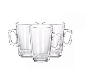 Canecas Vidro Lungo Chá e Café Conjunto 3 Peças 130 Ml Dolce Home
