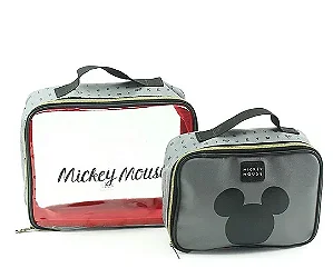 Kit com 2 Necessaire Viagem Micky Mouse