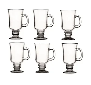 Conjunto 6 Tacas Para Cappuccino Com Alca E Pe De Vidro New Irish Coffee 310Ml