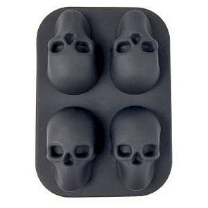 Forma De Gelo Silicone Caveira Preto