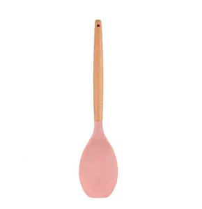 Colher de Silicone com Cabo de Madeira Rosa FEN7168C