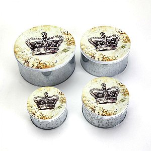 Conjunto Latas Em Metal Com 4 Peças Coroas AZ Design