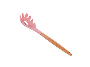 Pegador De Silicone Com Cabo De Madeira Rosa Fen7168E