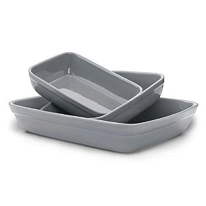 Conjunto com 3 travessas de cerâmica grafite R.TRTV-003GR