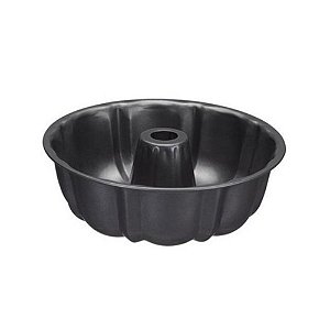 Forma Redonda Com Furo  Em Aço Carbono Antiaderente 26 x 5 Cm