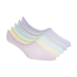 Meia 5 Pares Feminina Liner Microfiber Rosa Claro Skechers