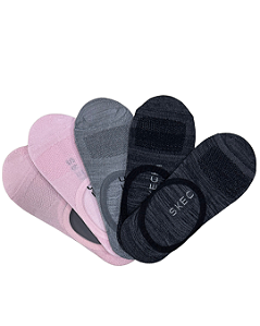 Meia 5 Pares Feminina Liner Microfiber Rosa Skechers