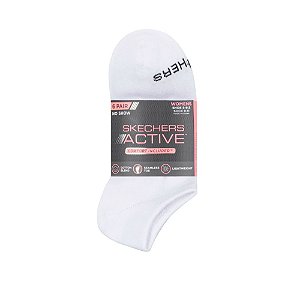Meia 6 Pares Feminina  Cotton Branca Socks Skechers Active