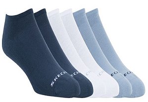 Meia 6 Pares Masculina Non Terry no Show Azul Skechers