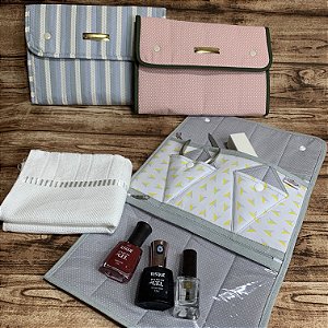 Kit Manicure em tecido e plástico cristal.