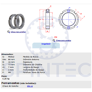 Porca de ajuste com trava ZM60 M60x2,0