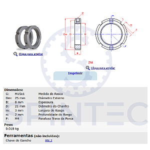 Porca de ajuste com trava ZM15 M15x1,0