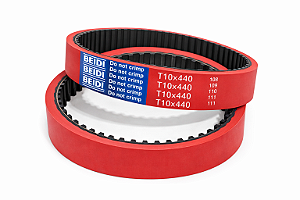 Correia de Arraste T10-440 30mm com Revestimento Vermelho - BEIDI