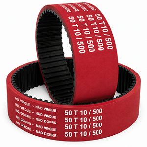 Correia de Arraste T10-500 50mm com Revestimento Vermelho – BEIDI