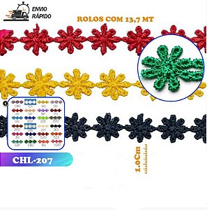 RENDA GUIPIR CHL-207 FLOR 1.0 CM -  ROLO C/13.7 METROS