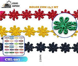 RENDA GUIPIR CHL-207 FLOR 2.5 CM - ROLO C/13.7 METROS