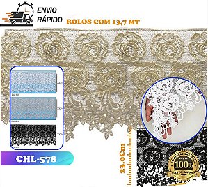 RENDA GUIPIR CHL-578 BICO CIGANO 23.0 CM -  ROLO C/13.7 METROS