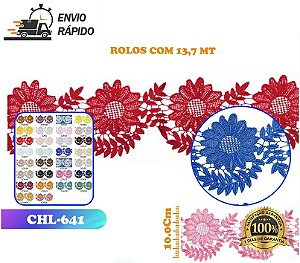 RENDA GUIPIR CHL-641 ENTREMEIO 10.0 CM -  ROLO C/13.7 METROS