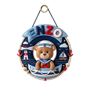 Enfeite de Porta Maternidade Urso Marinheiro - Personalizado