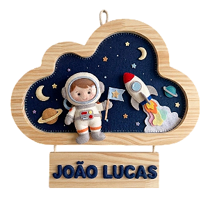 Enfeite de Porta Maternidade Astronauta – Personalizado em Feltro